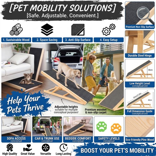 Adjustable dog pet - dog, ramp